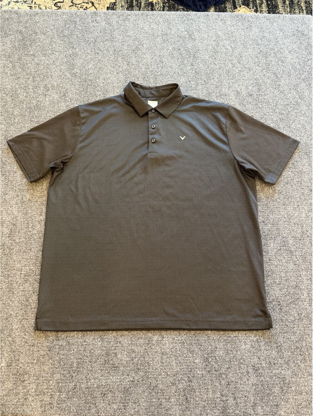 Callaway Polo Shirt Mens XL Black Opti-Dri Golf Grid Print Performance Casual